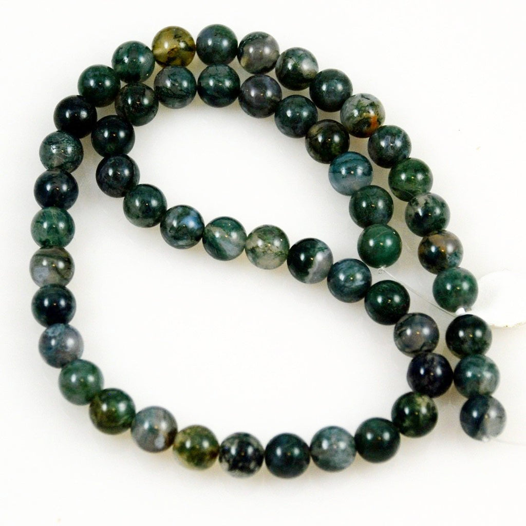 Moss Agate 8mm Round Beads 