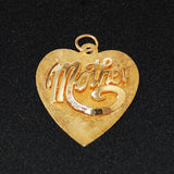 Mother 14K Gold Heart Pendant Vintage