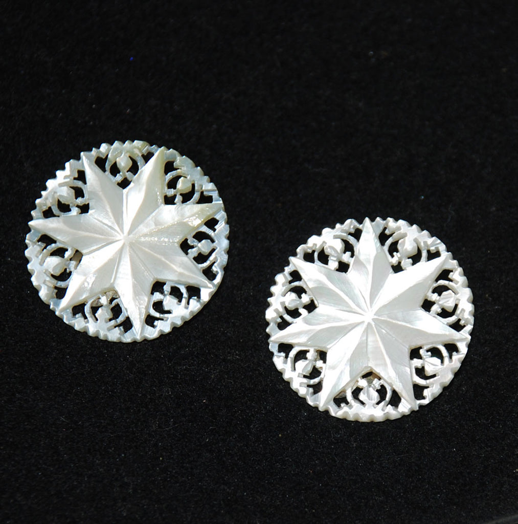 Victorian Mother of Pearl Star Earrings Clip On