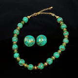 Murano Green Glass Bead Necklace Set