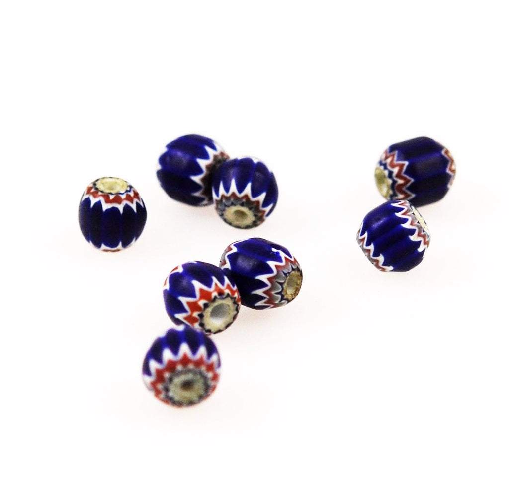 Red White and Blue Glass Chevron Bead