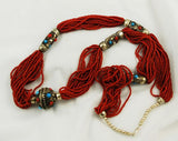 Red Beaded Necklace Vintage