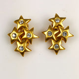Norma Jean Star Earrings Gold Rhinestones