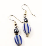 Earrings from African blue and white onion skin beads