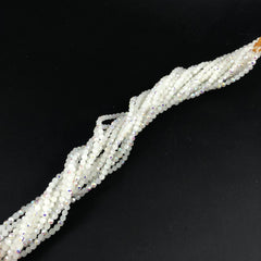 White Opal Faceted Crystal Round Beads AB 4mm