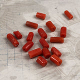 Red/Orange Coral Tube Beads Italian (12)
