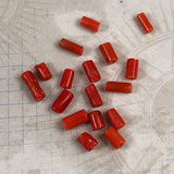 Red/Orange Coral Tube Beads Italian (12)