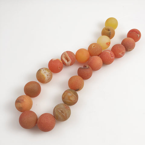 Frosted Orange Agate Druzy Beads