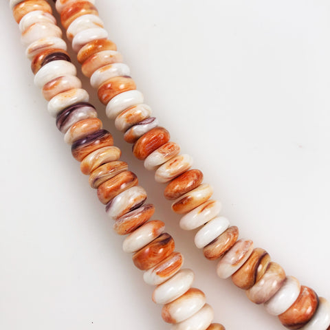 Orange Spiny Oyster Shell Heishe Beads 10-11mm - Genuine 16