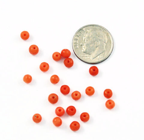 Italian Orange Coral Round Beads - All Natural 12 Beads