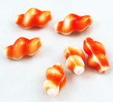 Orange & White Glass Snail Beads 