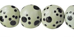 Paw Print Black & White Glass Beads (6)