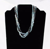 Blue Topaz and Peacock Pearl Multi-Strand Necklace