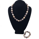 Pearl Necklace & Bracelet Set Magnetic Clasps