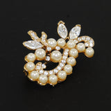 Pearl and Rhinestone Gold Pin Brooch Vintage