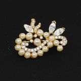 Pearl and Rhinestone Gold Pin Brooch Vintage