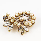 Pearl and Rhinestone Gold Pin Brooch Vintage