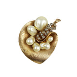 Pearl and Rhinestone Gold Orchid Brooch