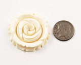 Carved Bone White Rose Pendant