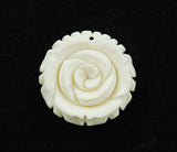 Carved Bone White Rose Pendant