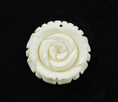 Bone White Rose Carved Pendant