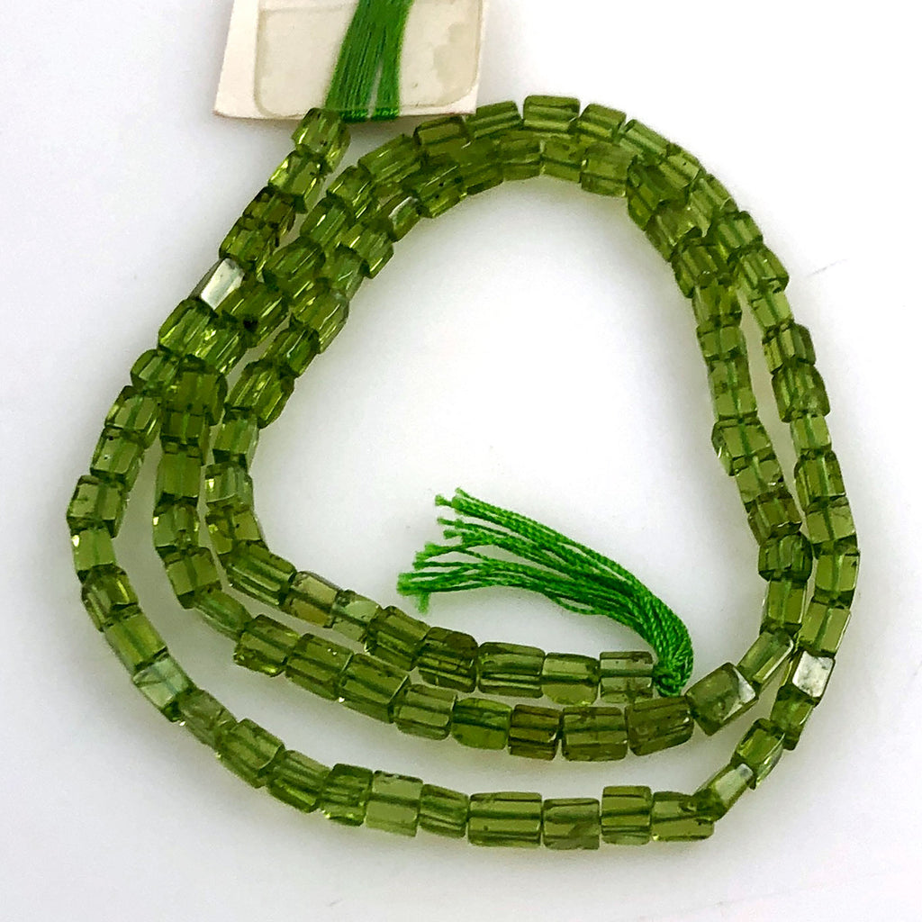 Green Peridot Gemstone Cube Beads