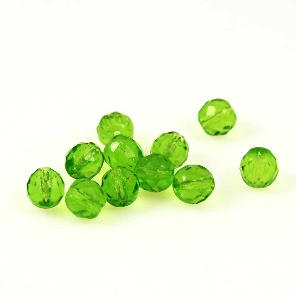 Peridot Faceted 8mm Round Beads -Vintage 