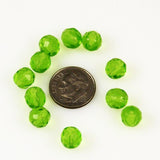 Green Faceted 8mm Round Beads -Vintage 