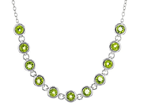 Green Peridot Sterling Silver Necklace