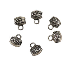 Pewter Floral Bails Pendant Hangers (6)