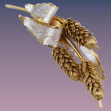 Vintage Enamel and Gold Pine Cone Brooch