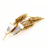 Pine Cone Enamel and Gold Plated Brooch Vintage