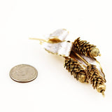 Pine Cone Enamel and Gold Plated Brooch Vintage