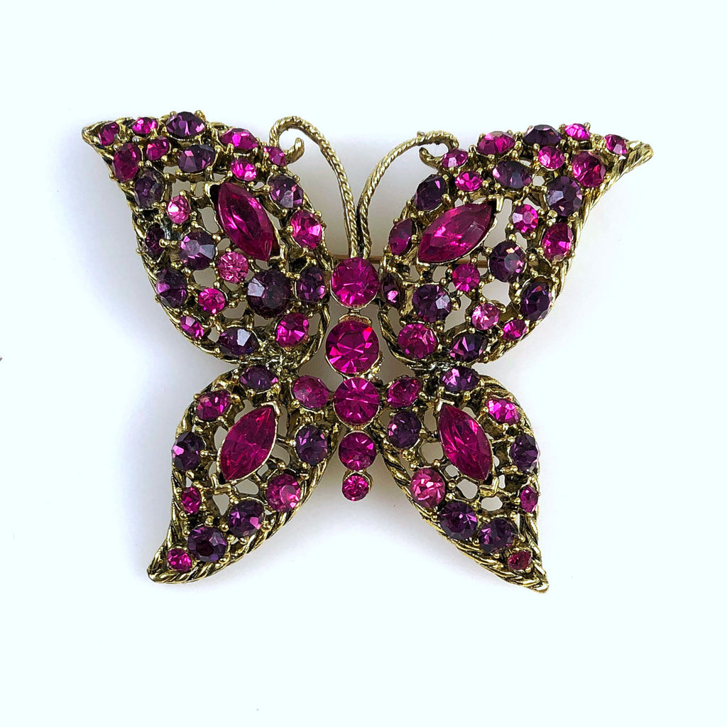 Pink Rhinestone Butterfly Pin – Estate Beads & Jewelry