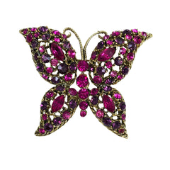 Pink Rhinestone Butterfly Pin
