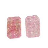 pink glass floral cabochons