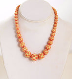 Art Deco Pink Carved Celluloid Necklace