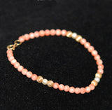 Pink Coral & 14K Gold Bracelet