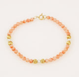 Vintage Pink Coral, Pearl & 14K Gold Bracelet
