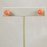 Pink Coral 8.5mm Button Earrings 14Kt Gold Posts