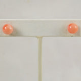Pink Coral 8.5mm Button Earrings 14Kt Gold Posts