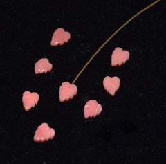 Pink Carved Coral Leaves NOS (2)