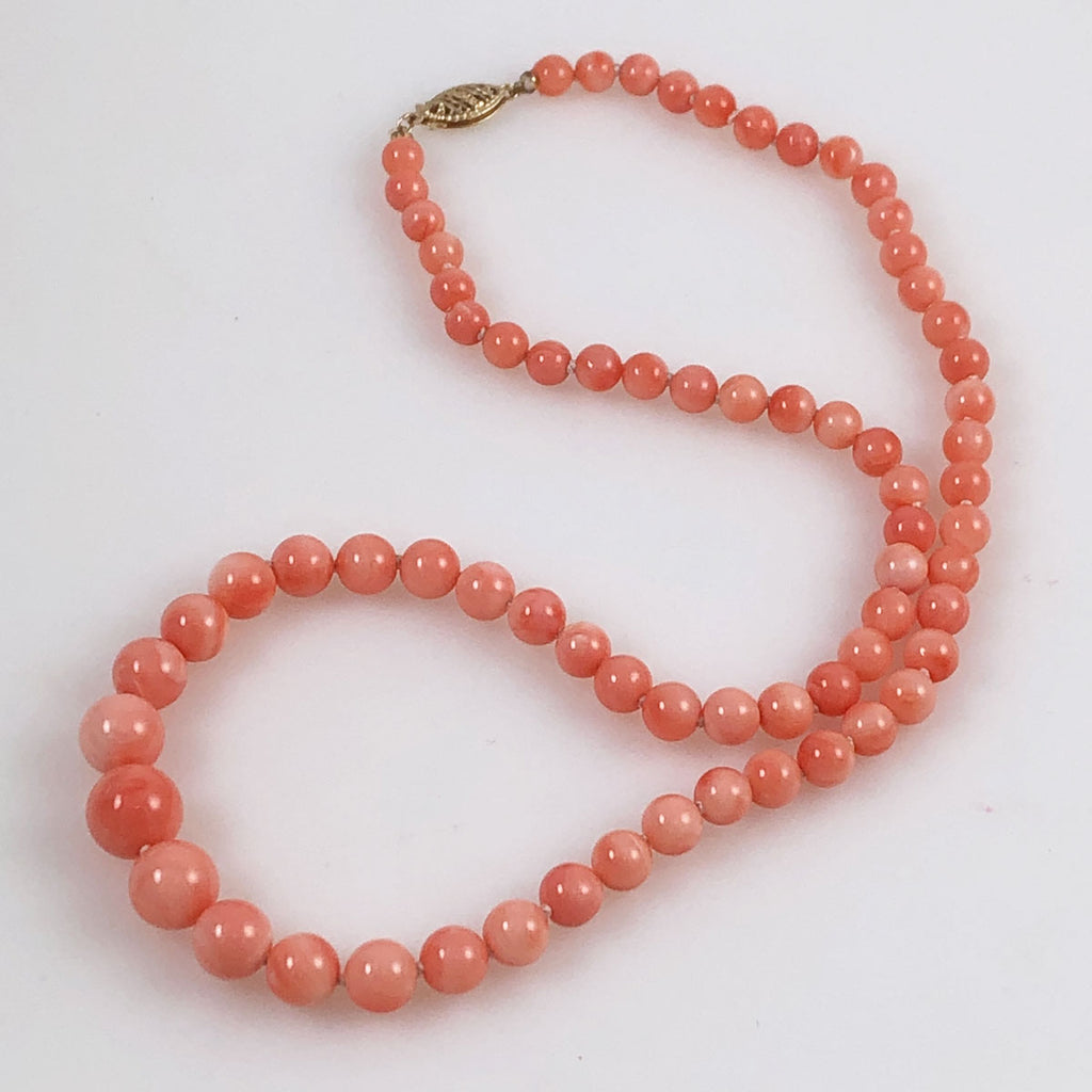 Pink Coral Necklace Graduated 14k