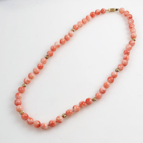 Pink Coral & 14K Gold Necklace