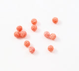 Pink Coral Carved Rose Beads Rounds (6)