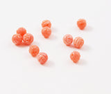 Pink Coral Carved Rose Beads Rounds (6)