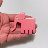 Pink Elephant Brooch Plastic Vintage