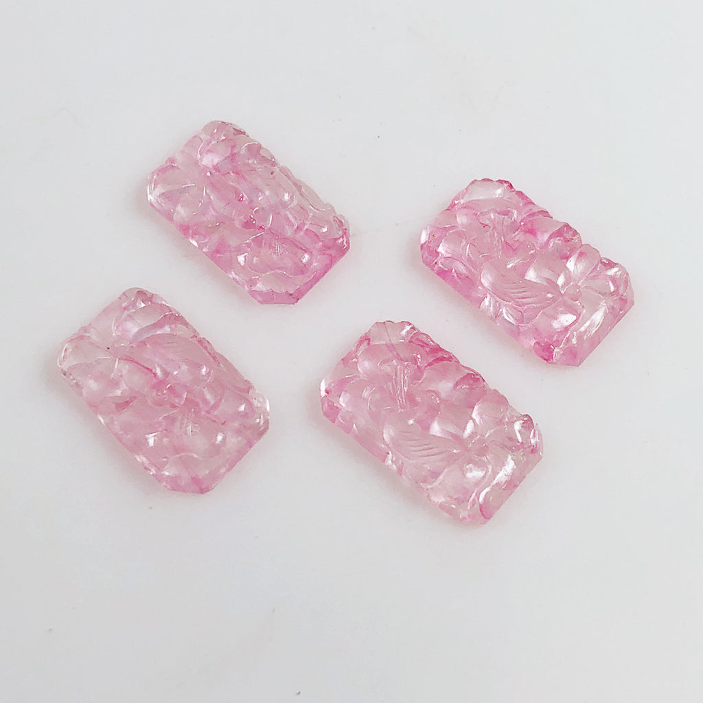 pink glass pierced stones
