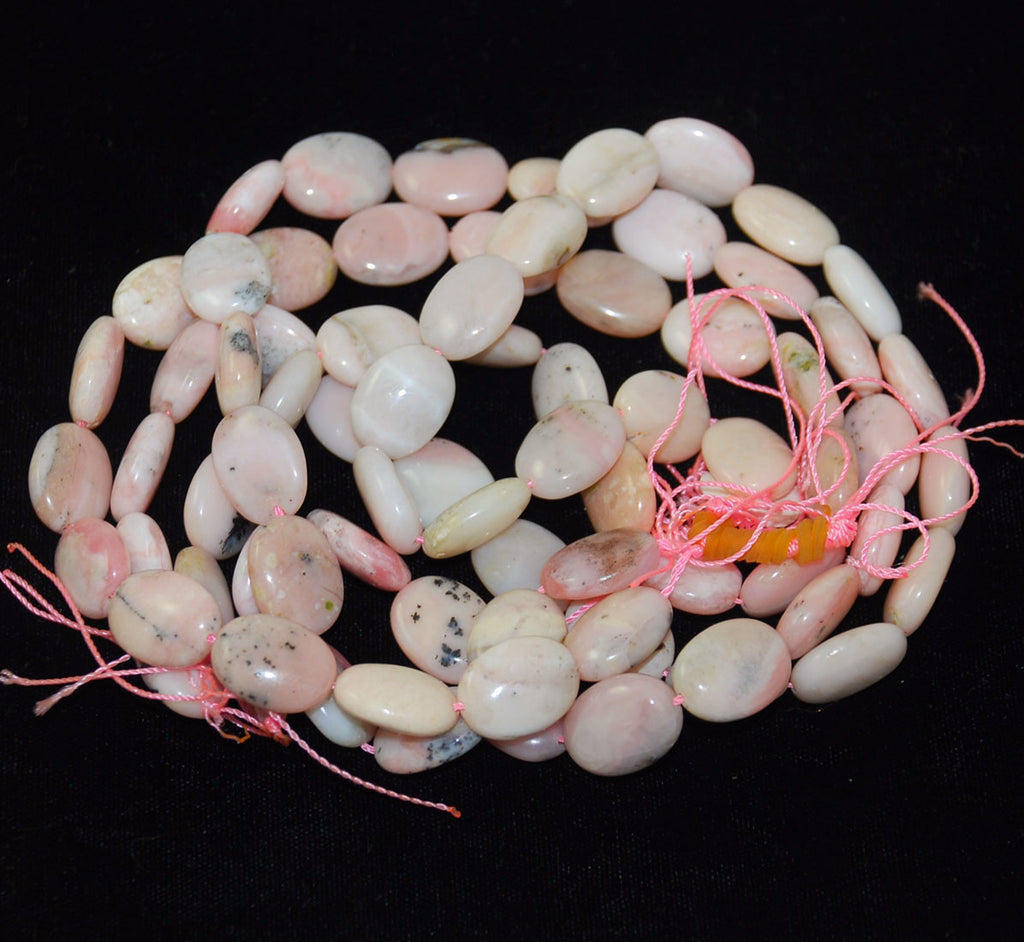 Natural Pink Peruvian Opal Oval Bead Strands