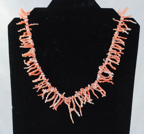 Angel Skin Pink Branch Coral Necklace with Sterling CZ Clasp